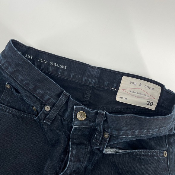 rag & bone RB15X Slim Straight Black Denim Jeans Button Fly Cotton Women Size 30 - Picture 3 of 9